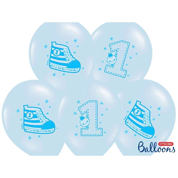 Ballon premier anniversaire bleu - Photo n°2