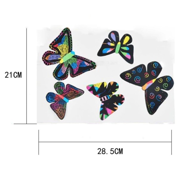 1pc 5 Papillon de Papier Magique de Dessin Jeu à Gratter Kit d'Enfants de l'Art, de la Carte de Papi - Photo n°3