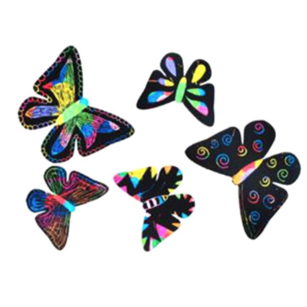 1pc 5 Papillon de Papier Magique de Dessin Jeu à Gratter Kit d'Enfants de l'Art, de la Carte de Papi - Photo n°1