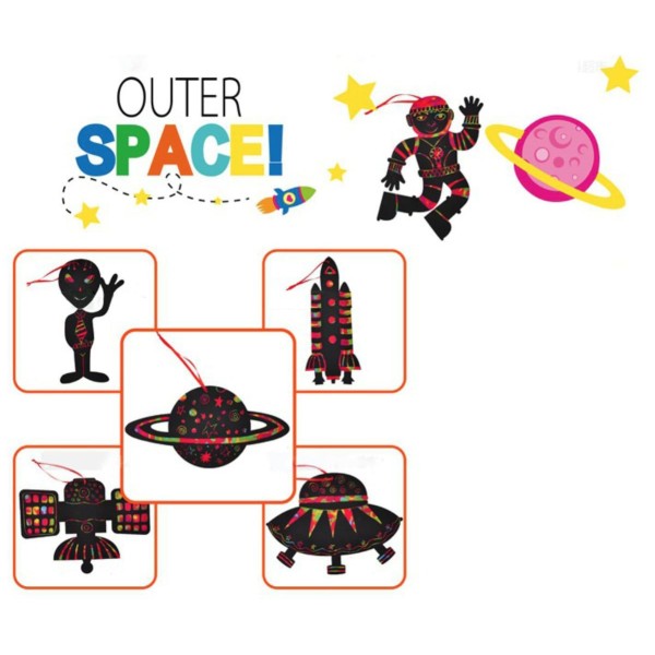 1pc Astronaute de l'Espace Papier Décor Magique de Dessin Toy Jeu à Gratter Kit Enfants l'Art de la - Photo n°3