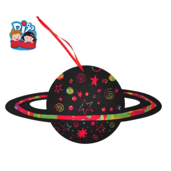 1pc Planète Saturne Espace Papier Décor Magique de Dessin Toy Jeu à Gratter Kit Enfants l'Art de la - Photo n°1