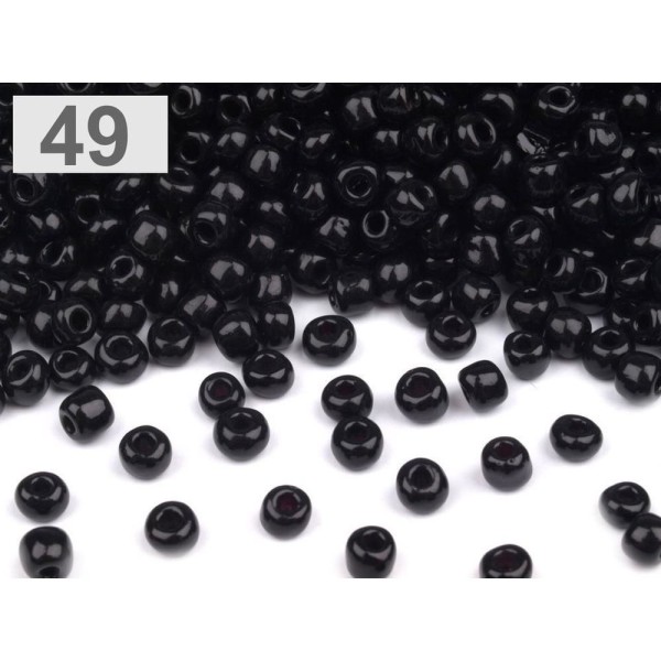 50g 49 Noire de Verre de Semences de Perles de rocaille 6/0 - 4mm - Photo n°1