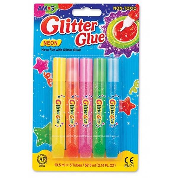 1 lot de 5 Tubes de colle Pailletees Glitter Glue Neon - Photo n°1
