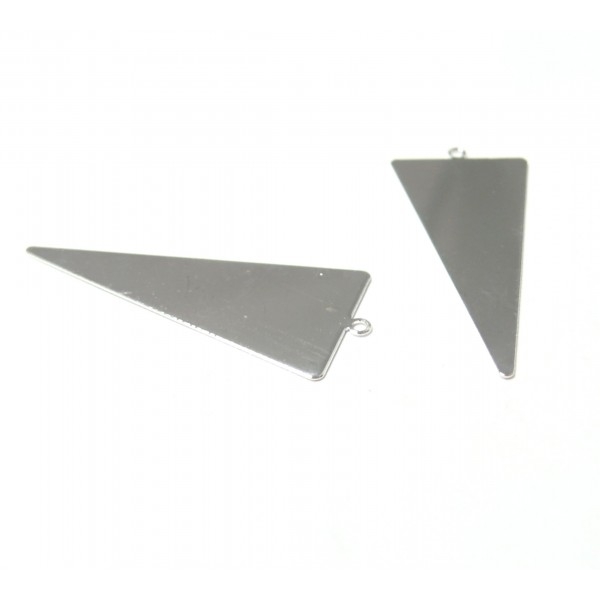 170929160110 PAX 4 pendentifs Grand Triangle 42,5mm qualité Laiton Couleur Argent Vif - Photo n°1
