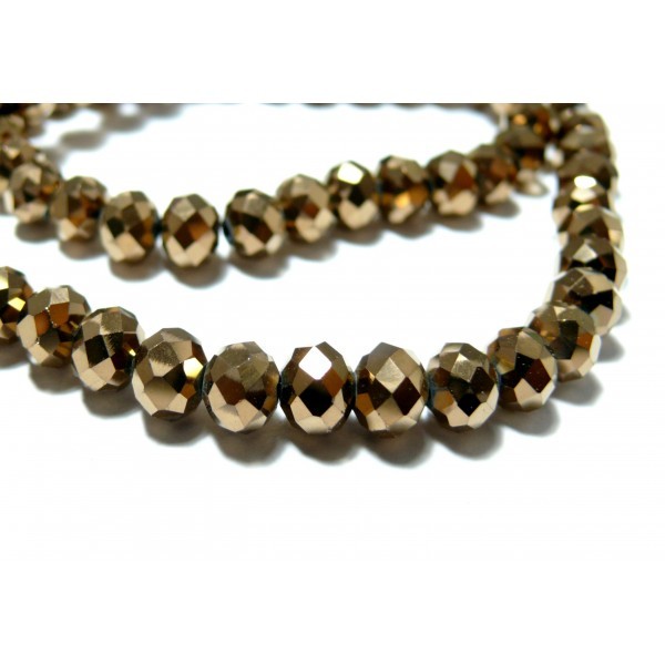 111216154943 1 fil d'environ 140 perles Rondelles 3 par 4mm Verre facettée Bronze Doré - Photo n°1