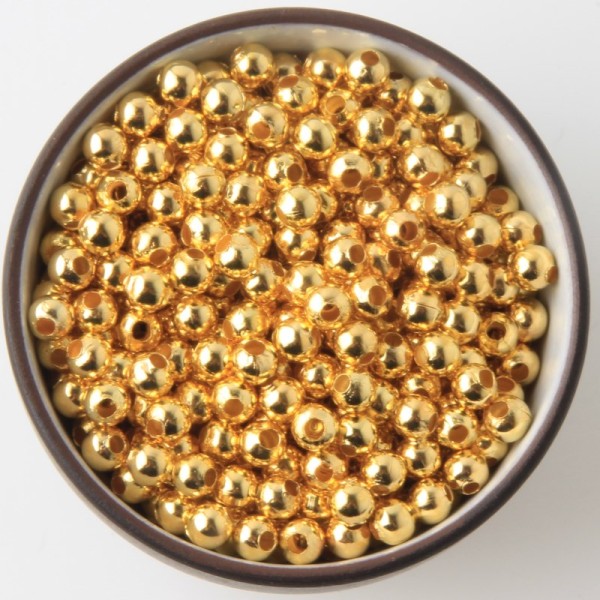 100 Perle en Metal Doré 4mm Brillant Creation bracelet, bijoux, collier - Photo n°1