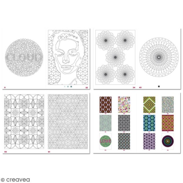 Livre coloriage adulte anti-stress - A4 - Illusions d'optiques et kaleidoscopes - 100 coloriages - Photo n°2