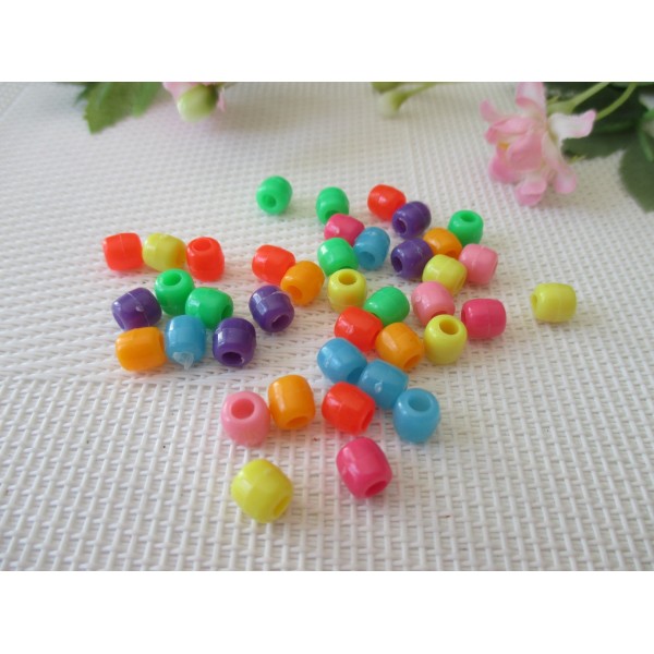 Perles acrylique enfants forme tonneaux 6 mm x 95 - Photo n°1