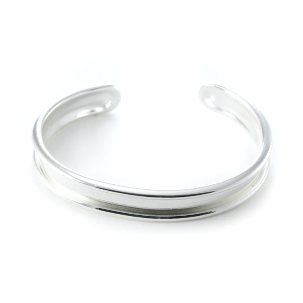 Support bracelet rigide esclave 5 mm argenté brillant - Photo n°1