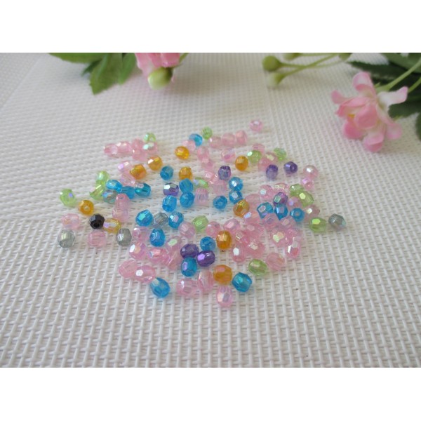 Perles acrylique à facette 4 mm multicolore x 300 - Photo n°1