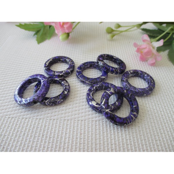 Perles acryliques anneaux 23 mm violet x 10 - Photo n°1