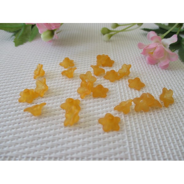Perles acrylique givrées fleur orange x 22 - Photo n°1