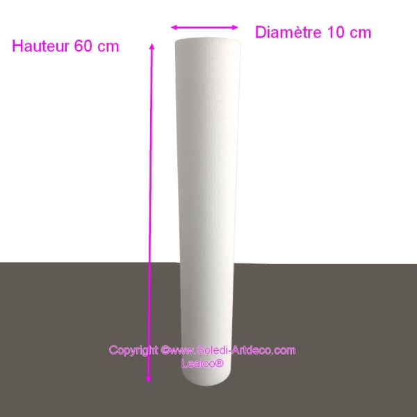 Cylindre en polystyrène diam. 10 x haut. 60 cm, Colonne en Styropor blanc pour présentoir, de densit - Photo n°2
