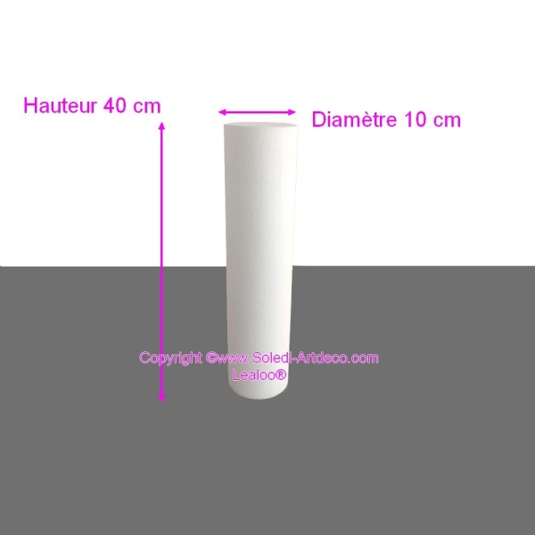 Cylindre en polystyrène diam. 10 x haut. 40 cm, Colonne en Styropor blanc pour présentoir, de densit - Photo n°2