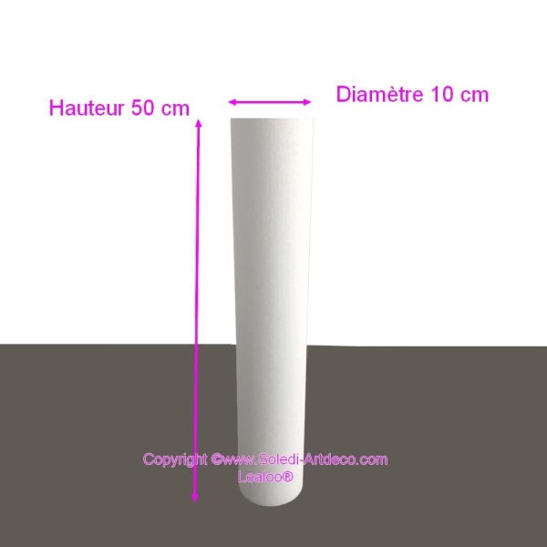 Cylindre en polystyrène diam. 10 x haut. 50 cm, Colonne en Styropor blanc pour présentoir, de densit - Photo n°2
