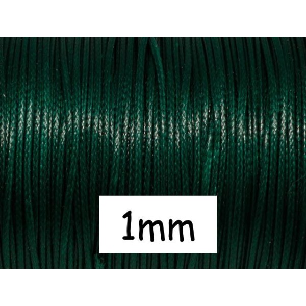 5m Cordon Polyester Enduit 1mm Souple Imitation Cuir Vert Bouteille - Photo n°1