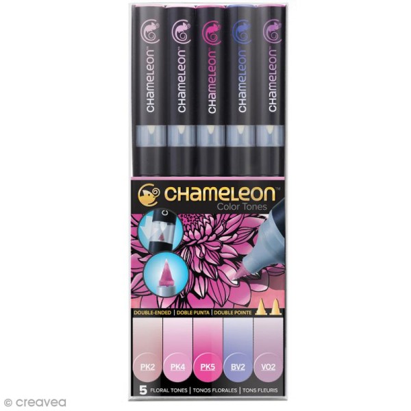 Coffret marqueurs Chameleon - Floral tones - 5 feutres - Photo n°1