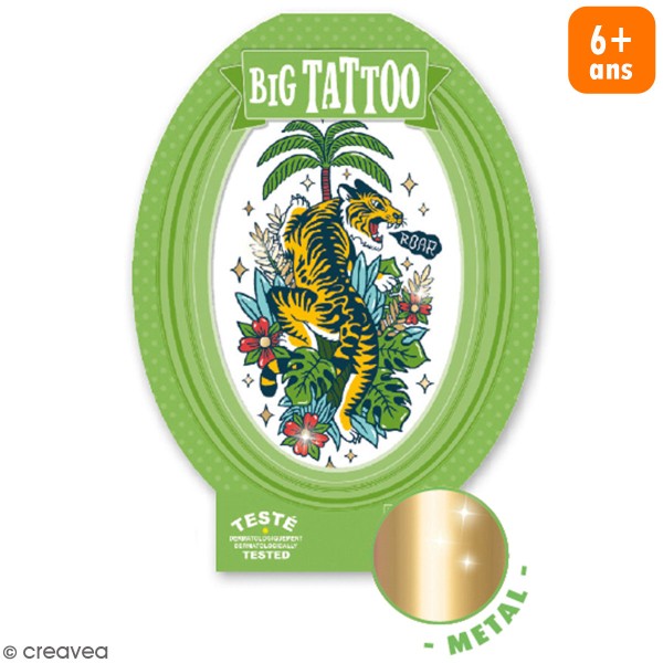 Tatouage temporaire Big Tattoo - Tigre - 1 pc - Photo n°1