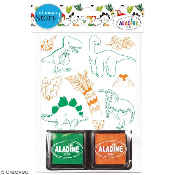 Kit de tampons Stampo Story - Dinosaures - 10 tampons et 2 encreurs - Photo n°1