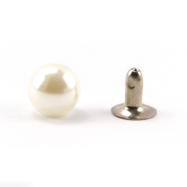 Rivets avec perles - Blanc nacré - 8 mm - 20 pcs - Photo n°1