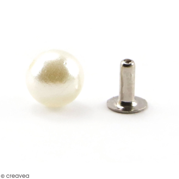Rivets avec perles - Blanc nacré - 6 mm - 30 pcs - Photo n°1