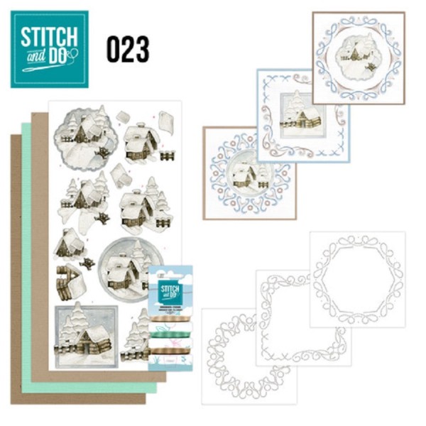 Stitch and Do 23 - kit cartes 3D à broder - Cabines de neige - Photo n°1