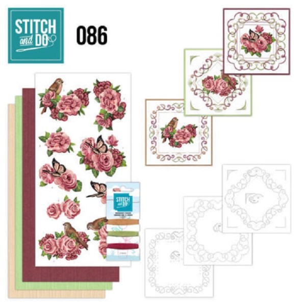 Stitch and Do 86 - kit cartes 3D à broder - Oiseaux et Roses - Photo n°1