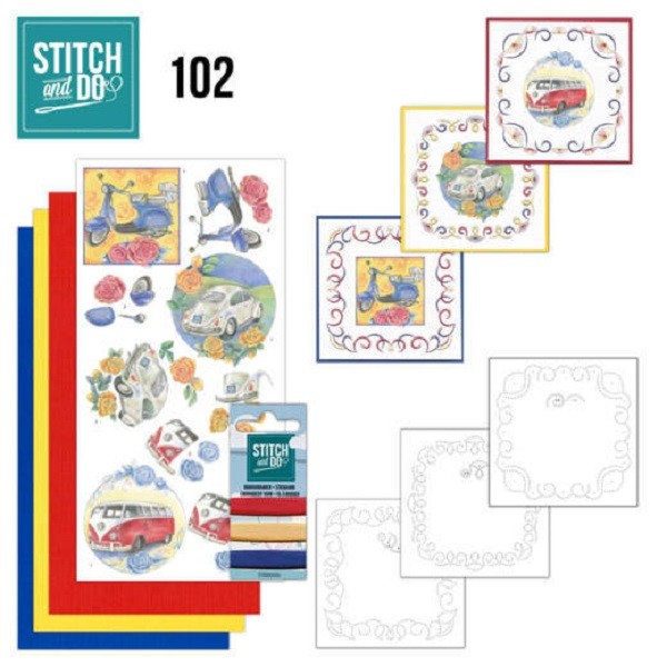 Stitch and Do 102 - kit cartes 3D à broder - Oldtimers - Photo n°1