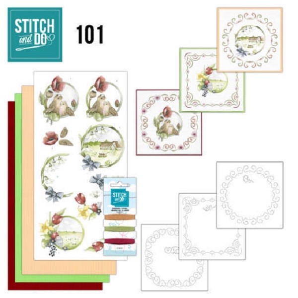 Stitch and Do 101 - kit cartes 3D à broder - Spring life - Photo n°1