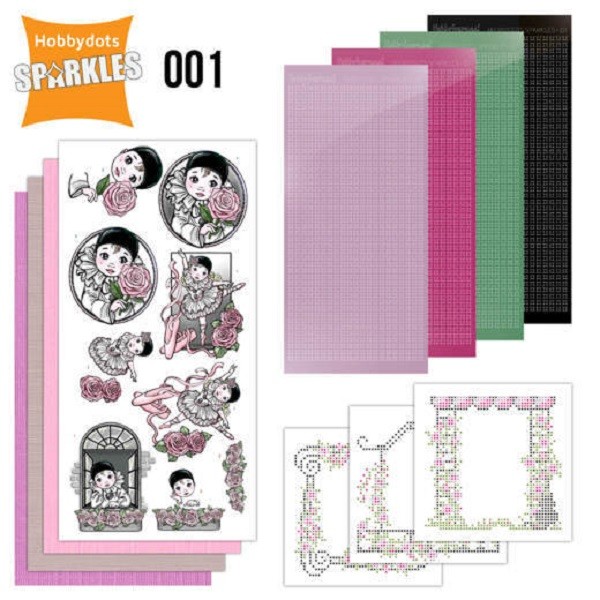Kit cartes 3D - Hobbydots Sparkles 001 - Pretty Pierrot - Photo n°1