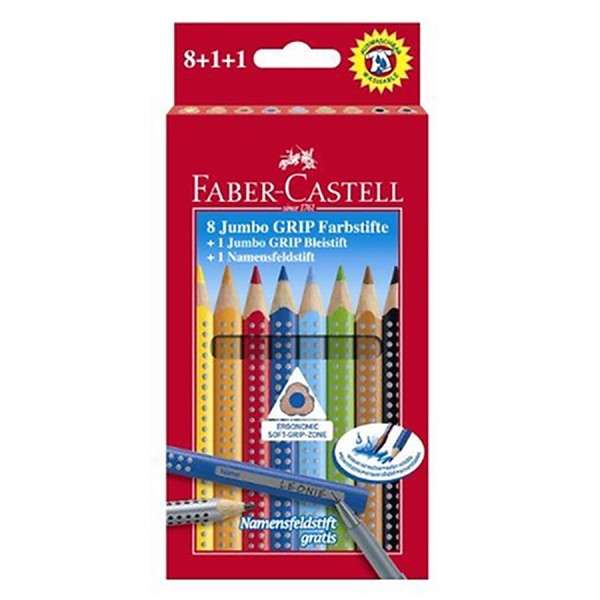 Faber Castell - 280921 - 12 crayons de couleur Jumbo Grip - Crayon de papier et crayon nom - Photo n°1