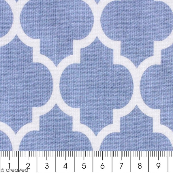 Tissu Portofino - Moucharabieh - Fond Bleu clair - Par 10 cm (sur mesure) - Photo n°2