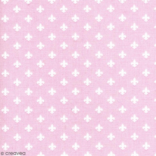 Tissu Little Friends - Fleur de Lys  - Fond Rose clair - Par 10 cm (sur mesure) - Photo n°1