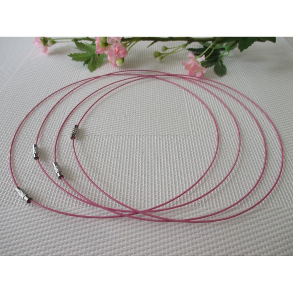 Supports colliers fil d'acier 45 cm rose x 4 - Photo n°1