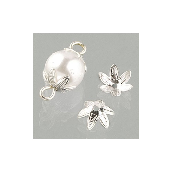 Lot de 20 Calottes pour perles Argenté, coupelles de Ø 1 cm, création de bijoux - Photo n°2
