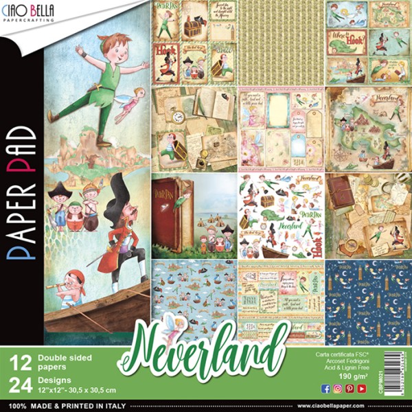 Papier scrapbooking Ciao Bella - Neverland - 30,5 x 30,5 cm - 12 feuilles - Photo n°1