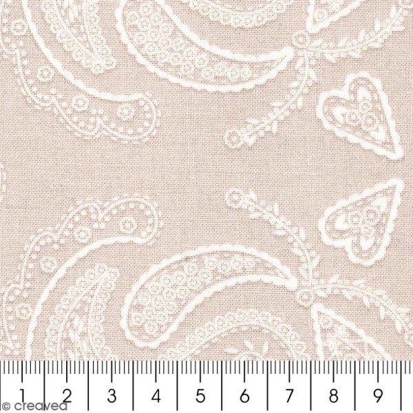 Tissu With Love - Cachemire - Fond Violet clair - Par 10 cm (sur mesure) - Photo n°2
