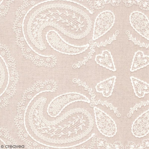 Tissu With Love - Cachemire - Fond Violet clair - Par 10 cm (sur mesure) - Photo n°1