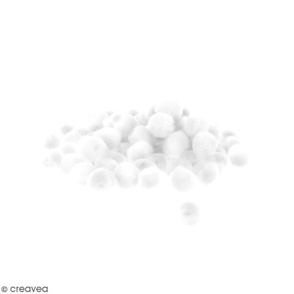 Lot de pompons 15 mm - Blanc - Environ 50 pcs - Photo n°1