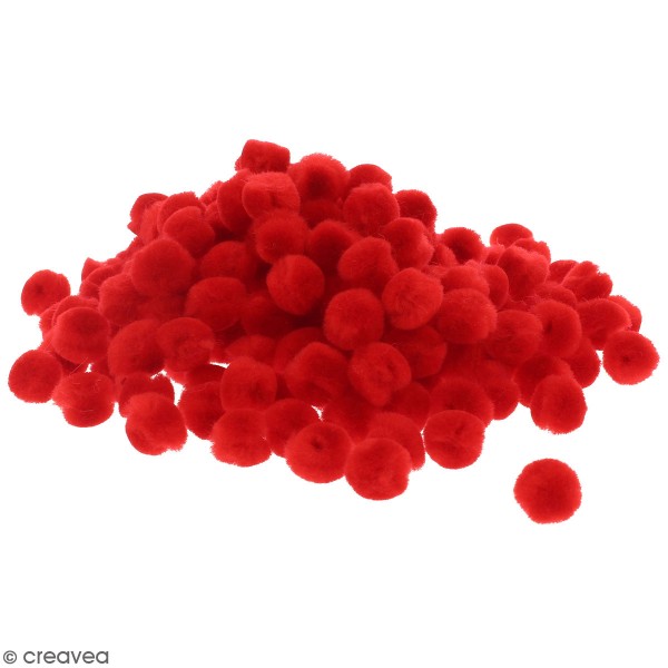 Lot de pompons 15 mm - Rouge - Environ 200 pcs - Photo n°1
