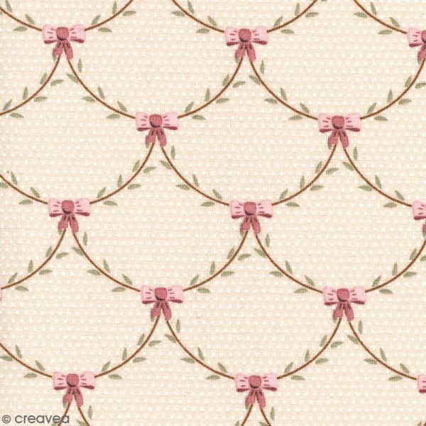Tissu With Love - Feuillages noeuds - Fond Rose clair - Par 10 cm (sur mesure) - Photo n°1