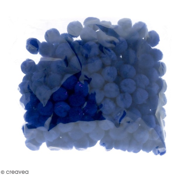 Lot de pompons 15 mm - Bleu - Environ 200 pcs - Photo n°2