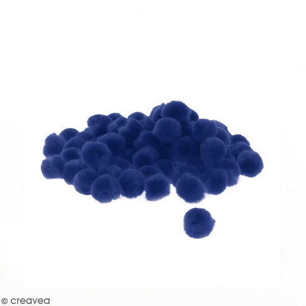 Lot de pompons 15 mm - Bleu - Environ 50 pcs - Photo n°1