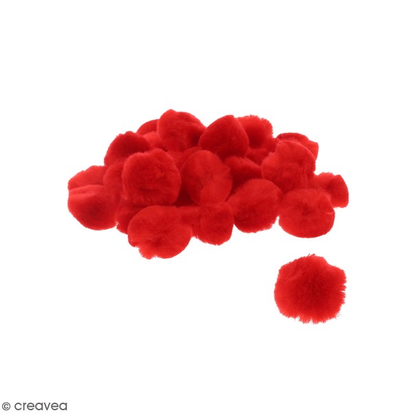 Lot de pompons 30 mm - Rouge - Environ 30 pcs - Photo n°1