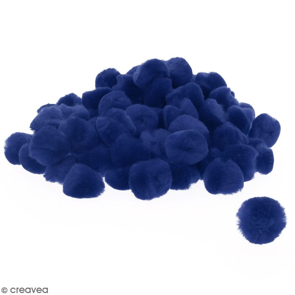 Lot de pompons 30 mm - Bleu - Environ 100 pcs - Photo n°1