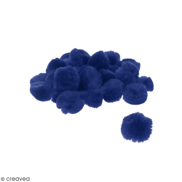Lot de pompons 30 mm - Bleu - Environ 30 pcs - Photo n°1