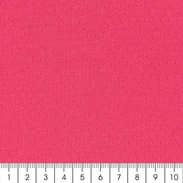 Tissu Jersey ajouré 100% coton - Rose pivoine - Largeur 160 cm - Par 10 cm (sur mesure) - Photo n°2
