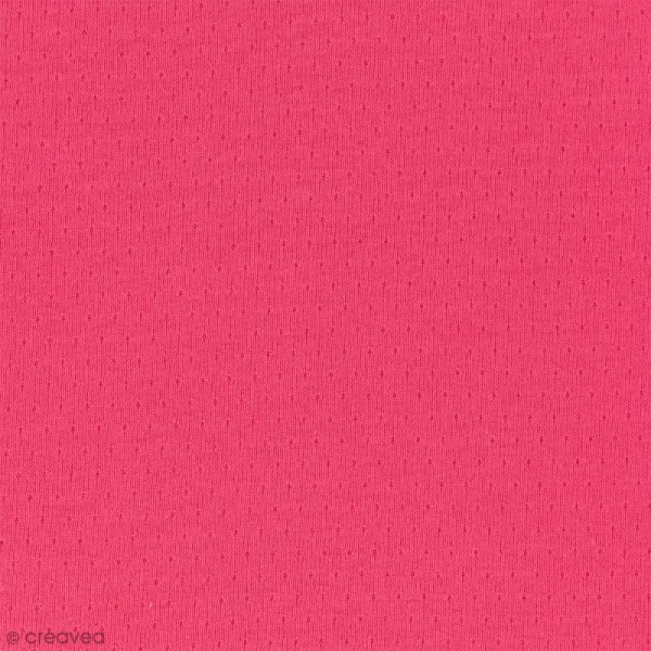 Tissu Jersey ajouré 100% coton - Rose pivoine - Largeur 160 cm - Par 10 cm (sur mesure) - Photo n°1