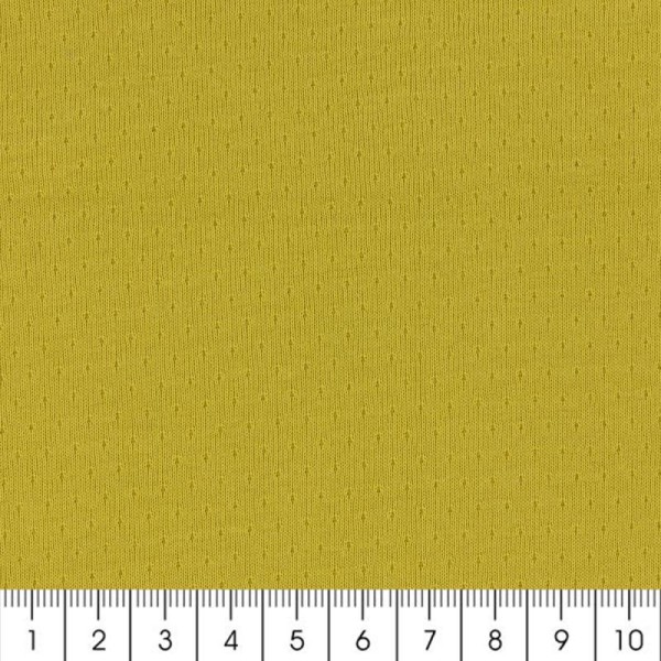 Tissu Jersey ajouré 100% coton - Jaune banane - Largeur 160 cm - Par 10 cm (sur mesure) - Photo n°2