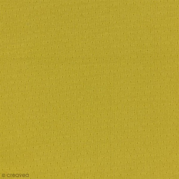 Tissu Jersey ajouré 100% coton - Jaune banane - Largeur 160 cm - Par 10 cm (sur mesure) - Photo n°1